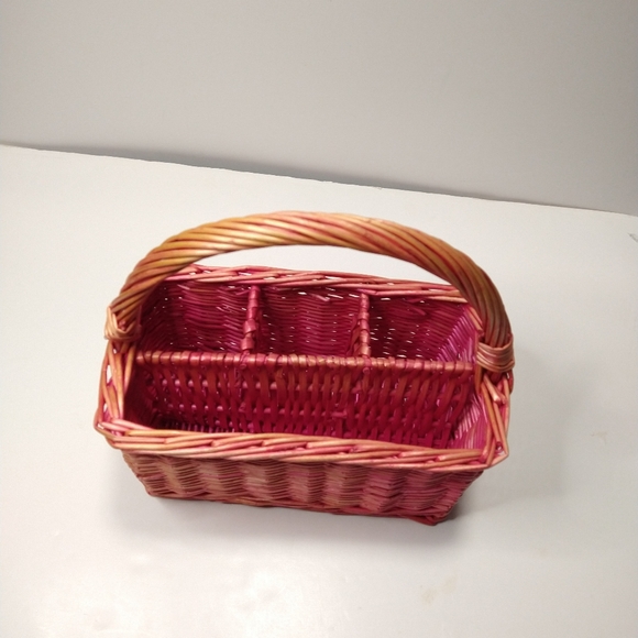 Utensil Caddy Pink Wicker - Picture 4 of 8